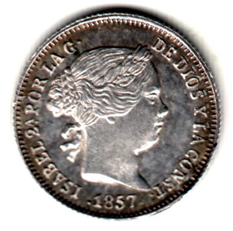 1 real ESPAÑA 1857 Sevilla - Isabel II - calidad sin circular