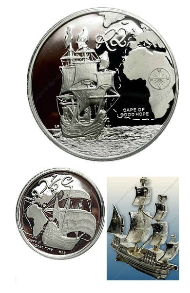 Estuche lujo plata SUDAFRICA 2009 HISTORIA MARITIMA - BARCO SAN GABRIEL