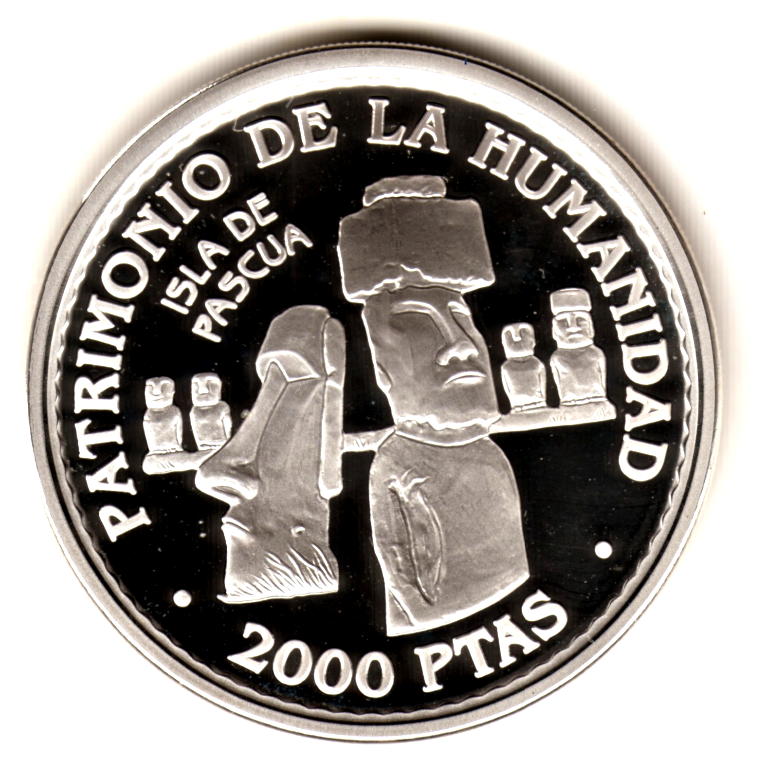 2000 pesetas plata ESPAÑA 1997 ISLA DE PASCUA - UNESCO