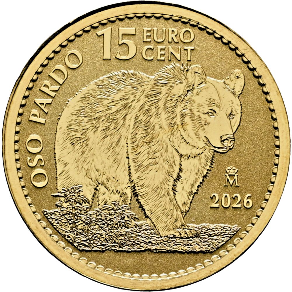 15 céntimos ESPAÑA 2026 - OSO PARDO - 1/10 onza oro