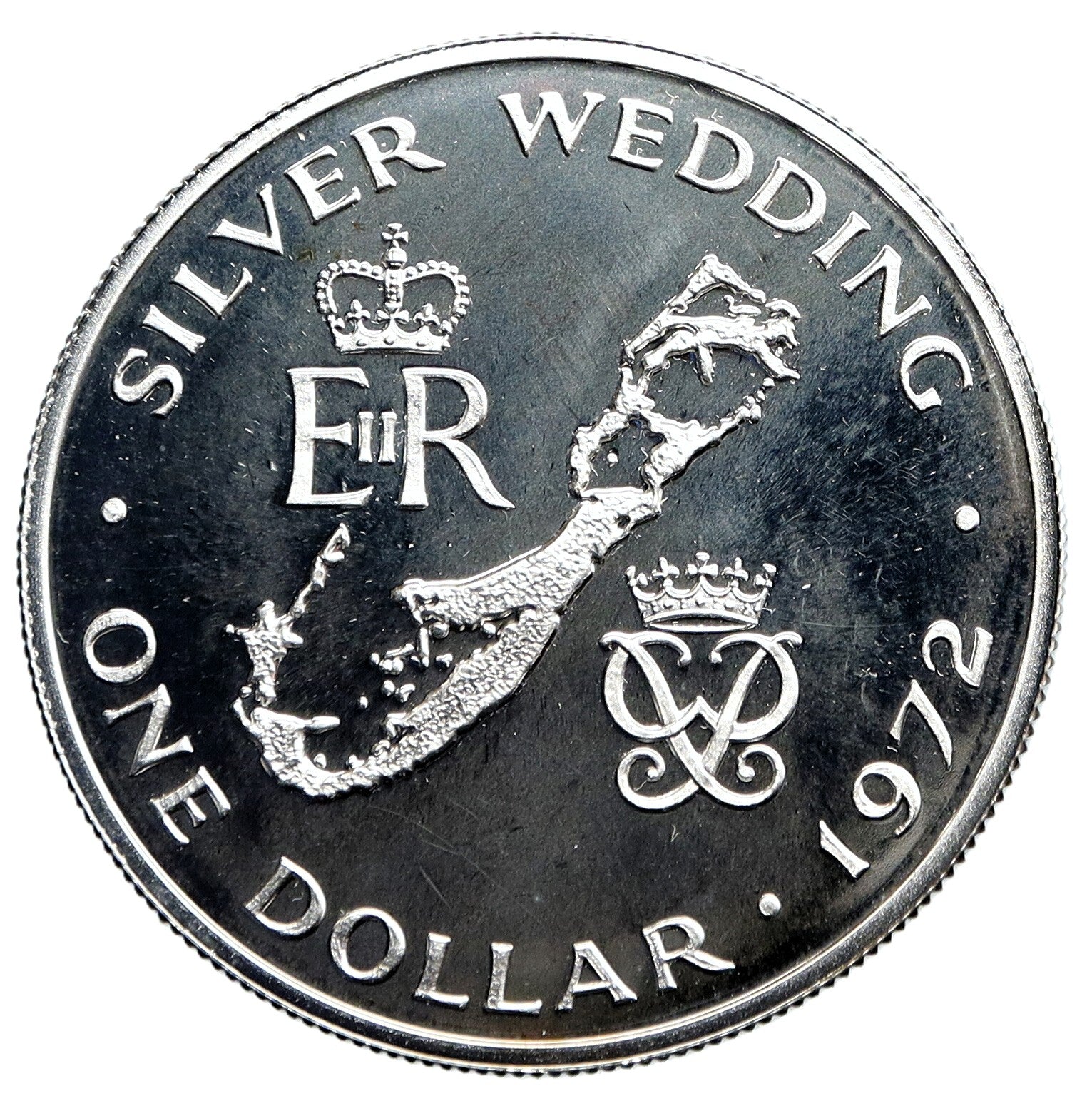 1 dolar plata 1972 BERMUDAS - BODAS DE PLATA DE LOS REYES