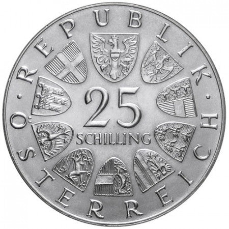 AUSTRIA 25 schilling plata 1971 - 200 años de la Bolsa de Viena