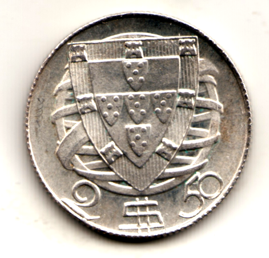 2,5 escudos plata PORTUGAL 1948 - BARCO  sin circular