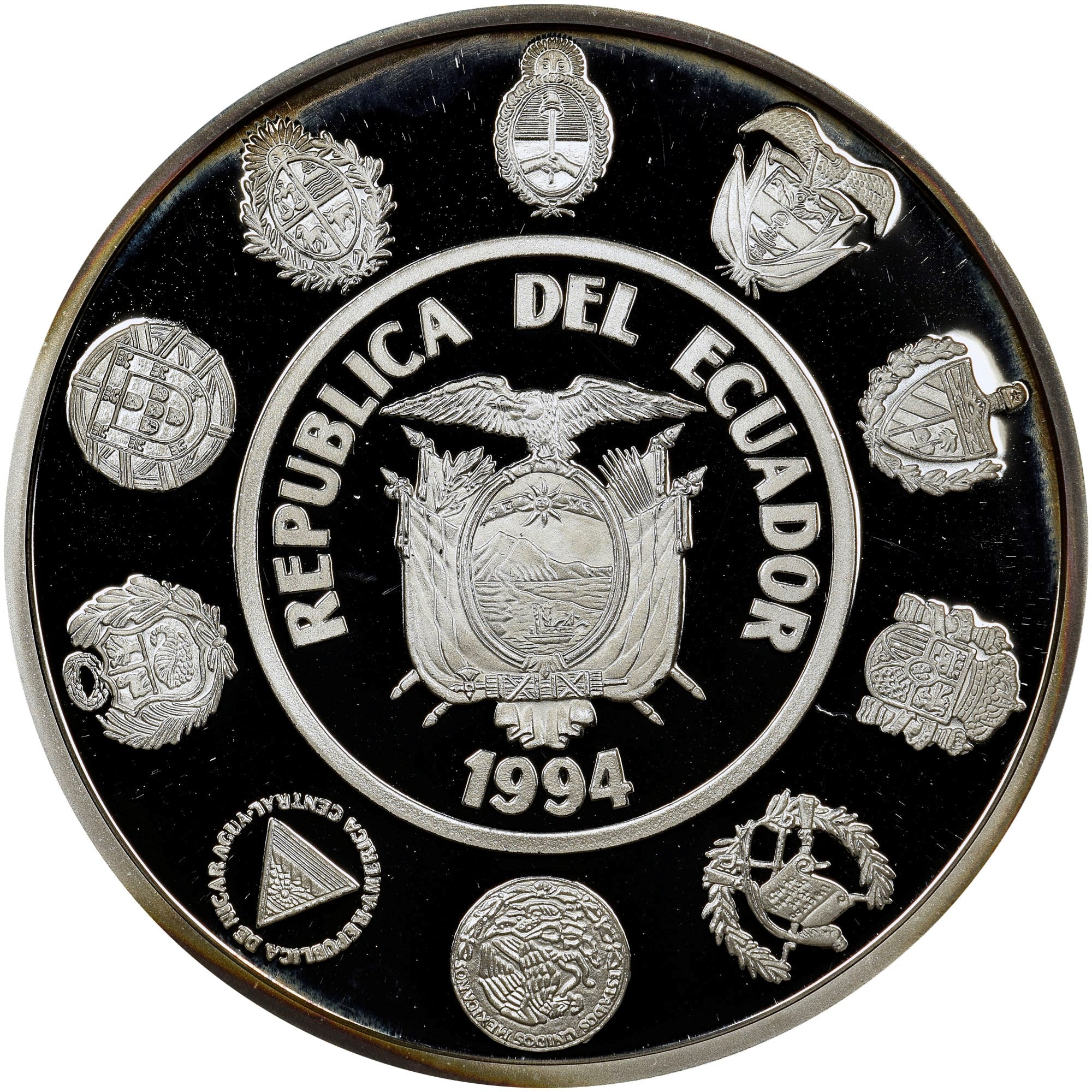 ECUADOR 5000 sucres plata 1994 PINGUINO DE GALAPAGOS