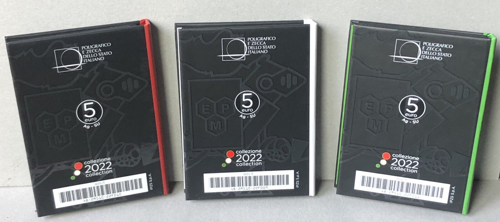 5 euros ITALIA 2022 - PANINI ROJO VERDE BLANCO 3 MONEDAS