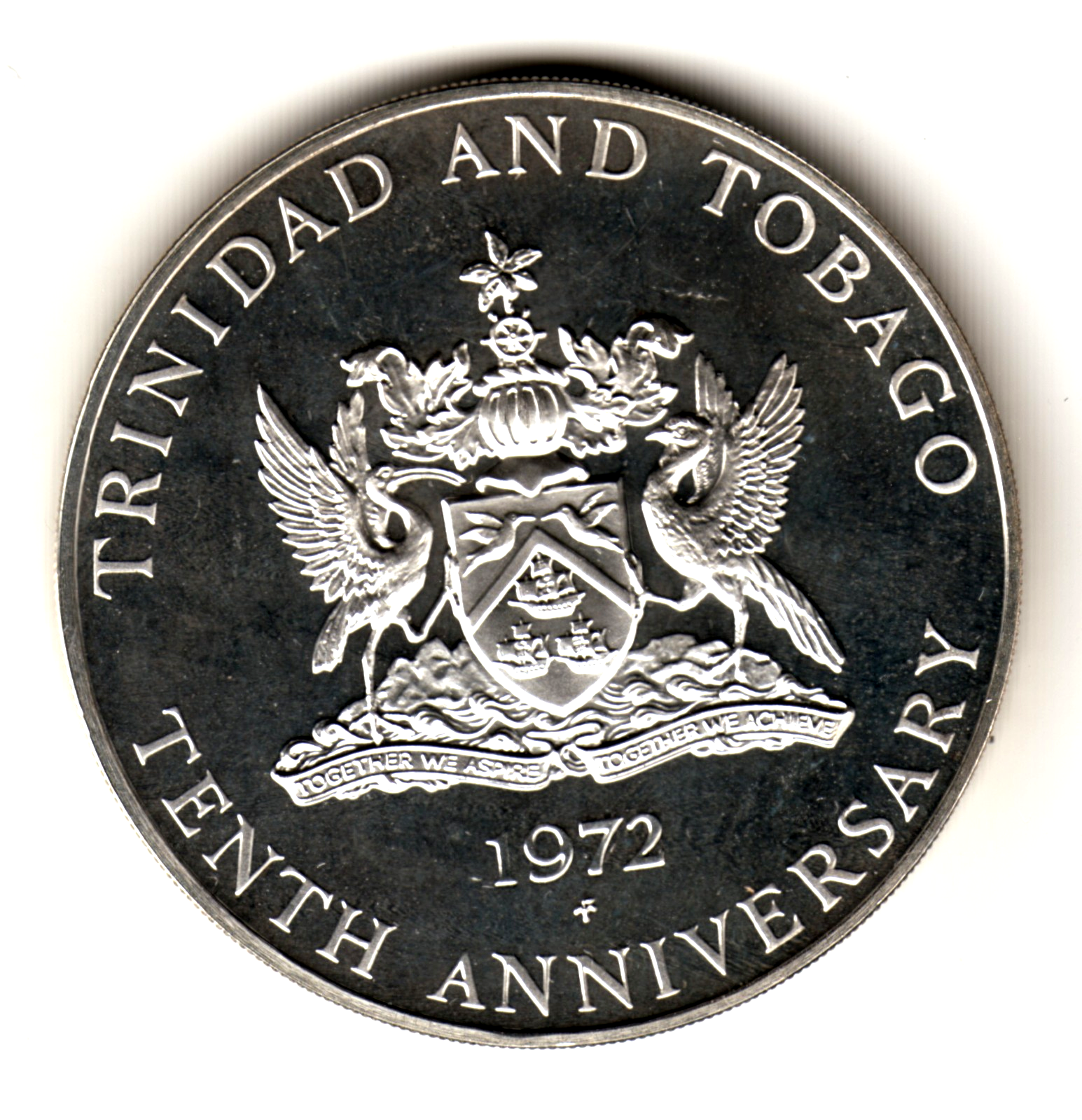 5 dolares plata 1972 proof TRINIDAD Y TOBAGO - 10º aniversario Independencia