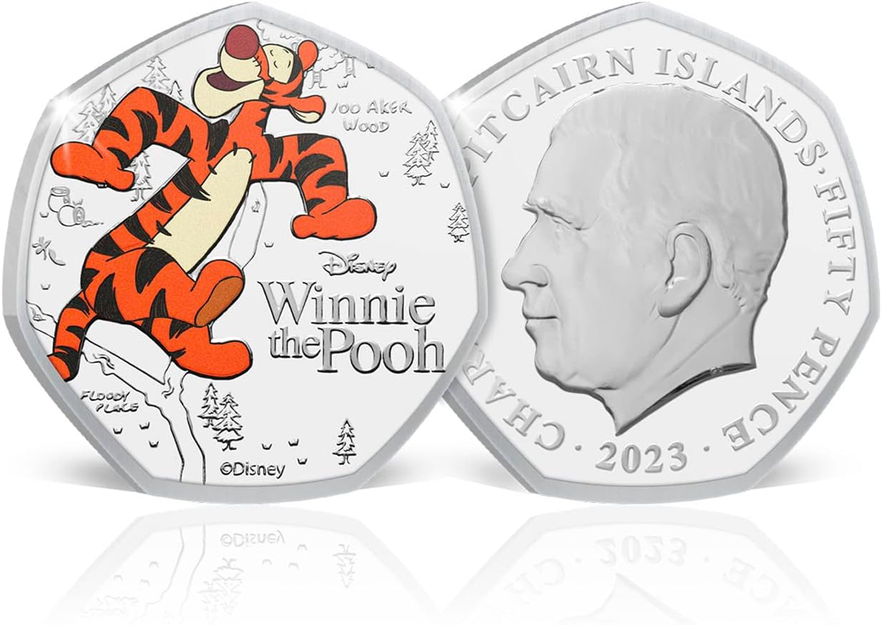 Islas Pitcairn 50 peniques, 2023 100 Aniversario de Disney - Winnie the Pooh. Tigger, En color