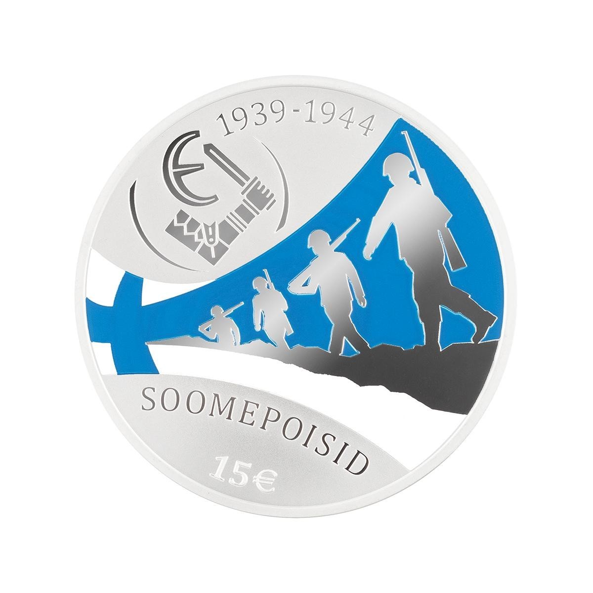 ESTONIA 15 euro plata 2025 LA RESISTENCIA - los chicos Finlandeses