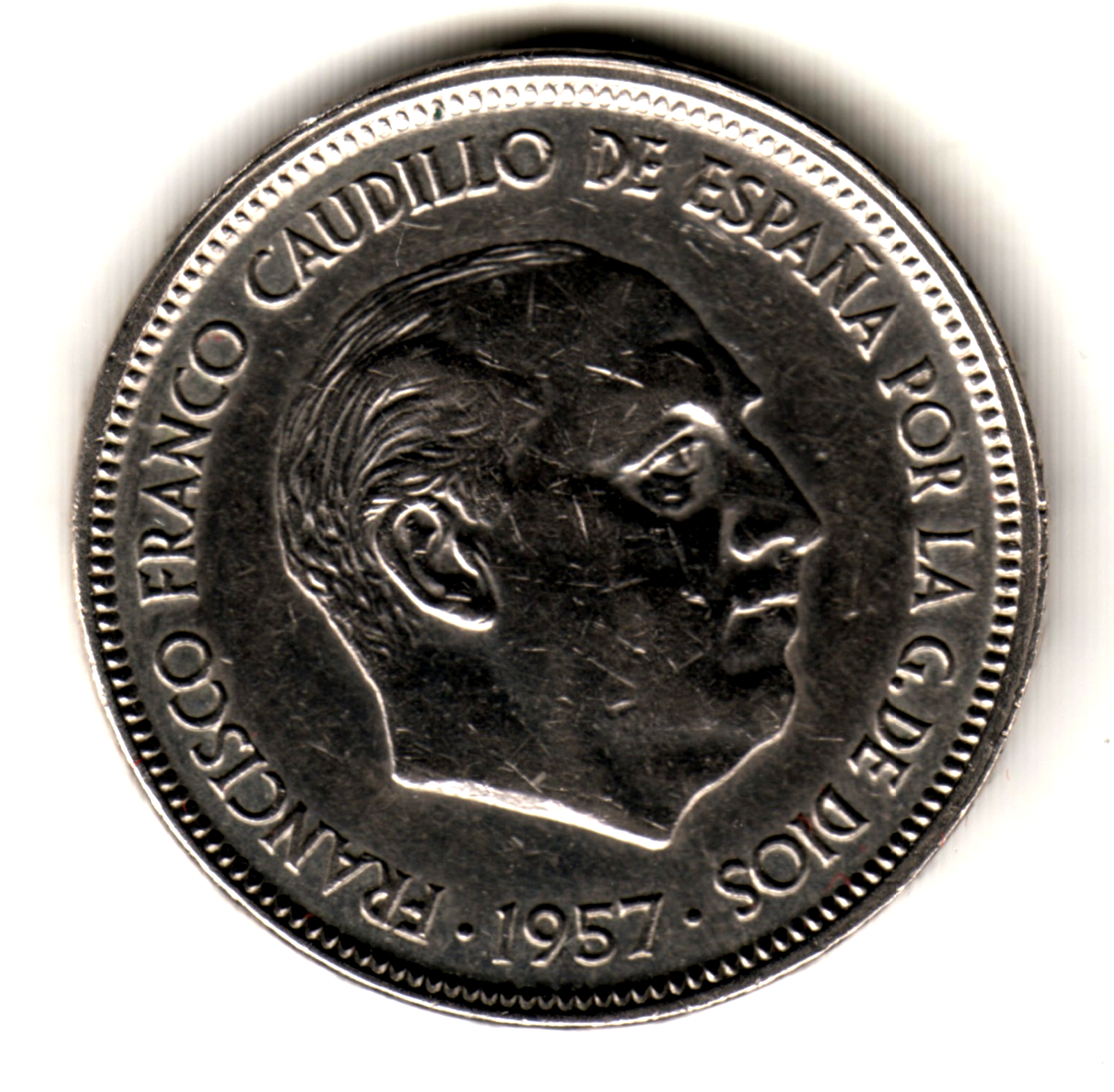 ESPAÑA 50 pesetas 1957 *58* variante / error ESPAÑA UNA LIBRE GRANDE