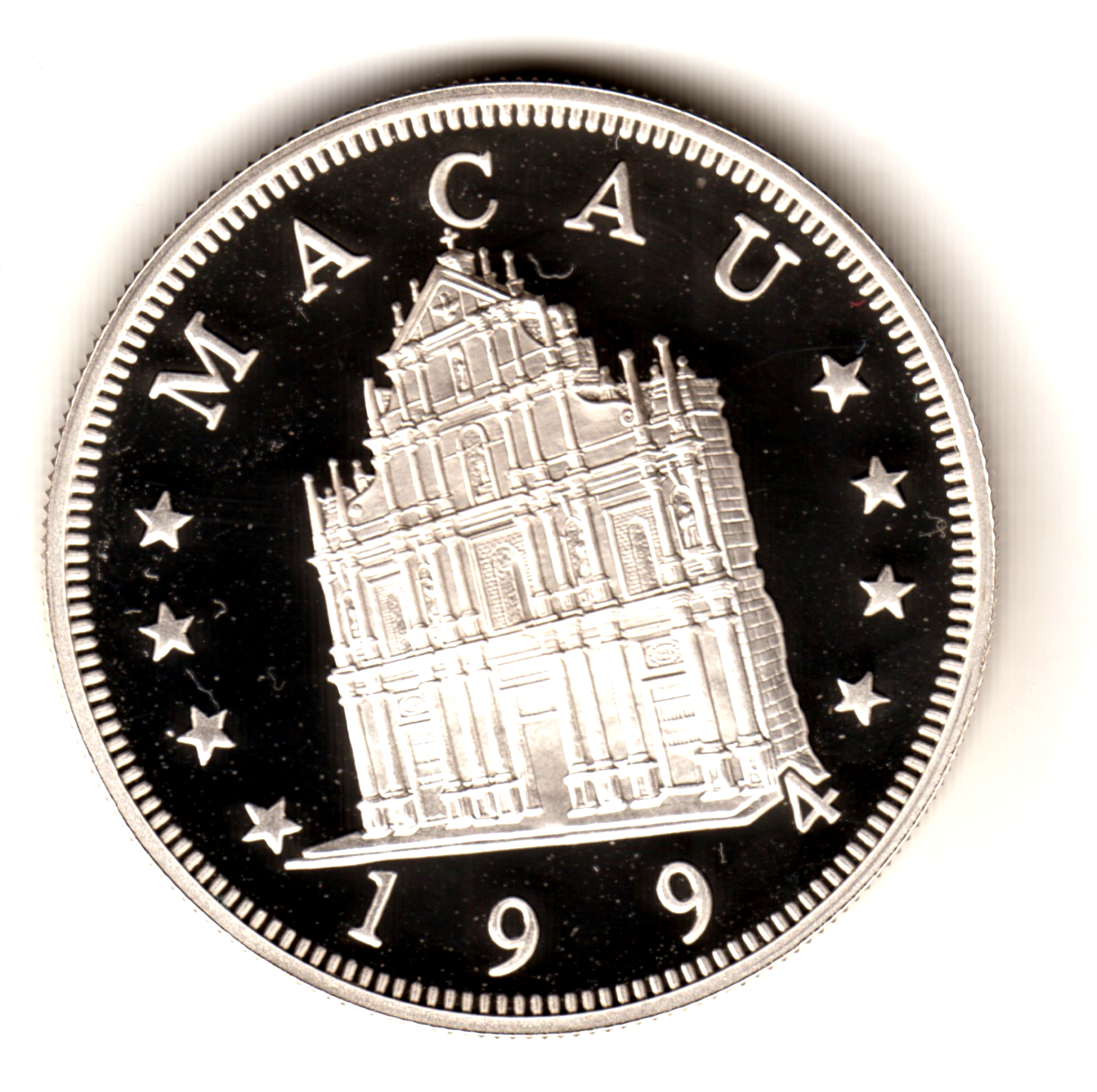 100 patacas plata MACAU 1994 - Calendario lunar AÑO DEL PERRO - MACAO