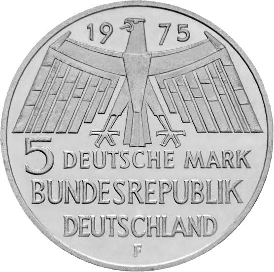 ALEMANIA 5 marcos plata 1975 - 5 mark silver Año Protección Edificios Historicos