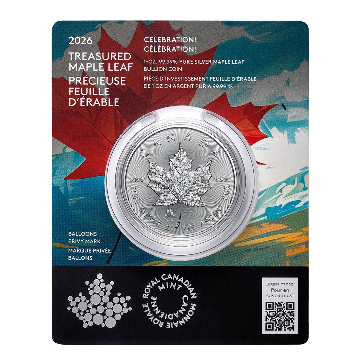 CANADA 5 dolares plata 2026 MAPLE Celebration Privy Mark 1 oz silver 5 Dollars