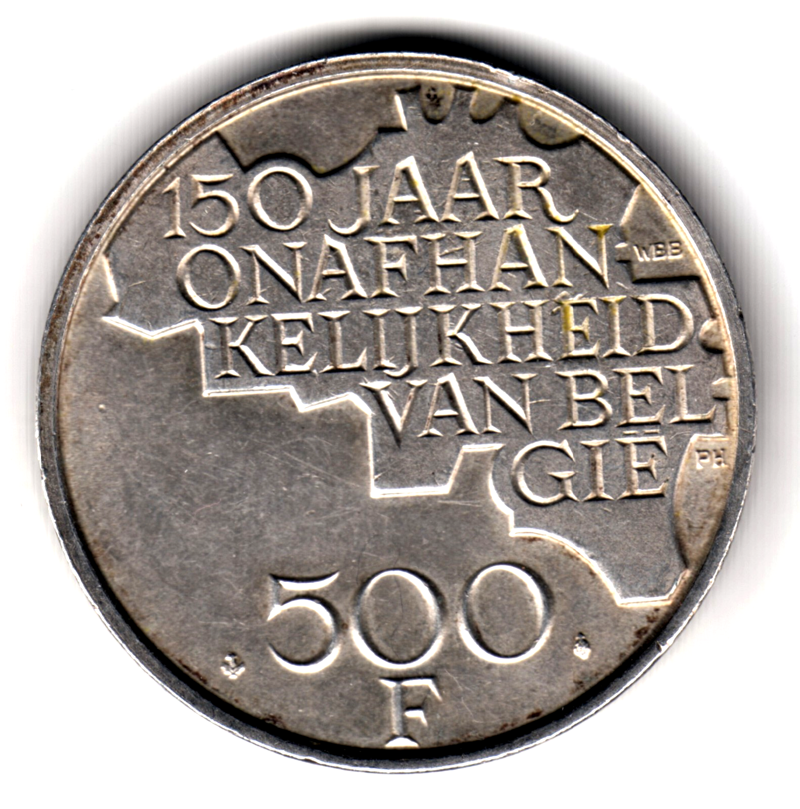 500 francs plata BELGICA 1980 - 5 reyes