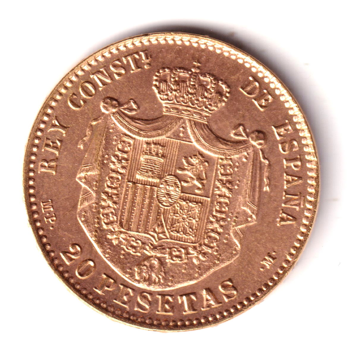 20 pesetas oro ESPAÑA 1896 *19 *62* reacuñación Oficial 1962 Franco S/C