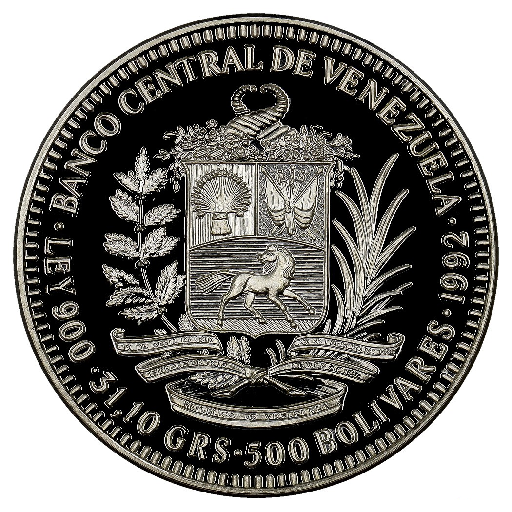 VENEZUELA 500 bolivares 1992 plata 175 aniversario de la batalla de Matasiete