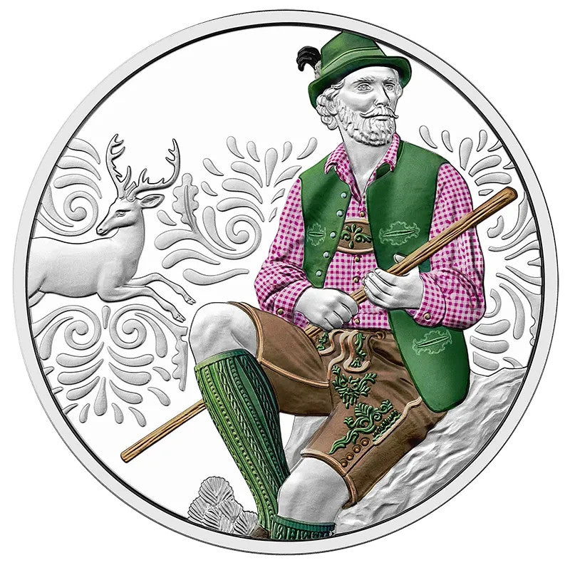 10 euros plata 2025 color AUSTRIA -  LEDERHOSE - Pantalones de cuero
