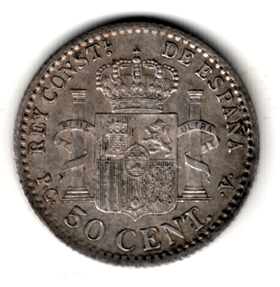 50 centimos ESPAÑA 1910 PC.V  *1**0*Alfonso XIII