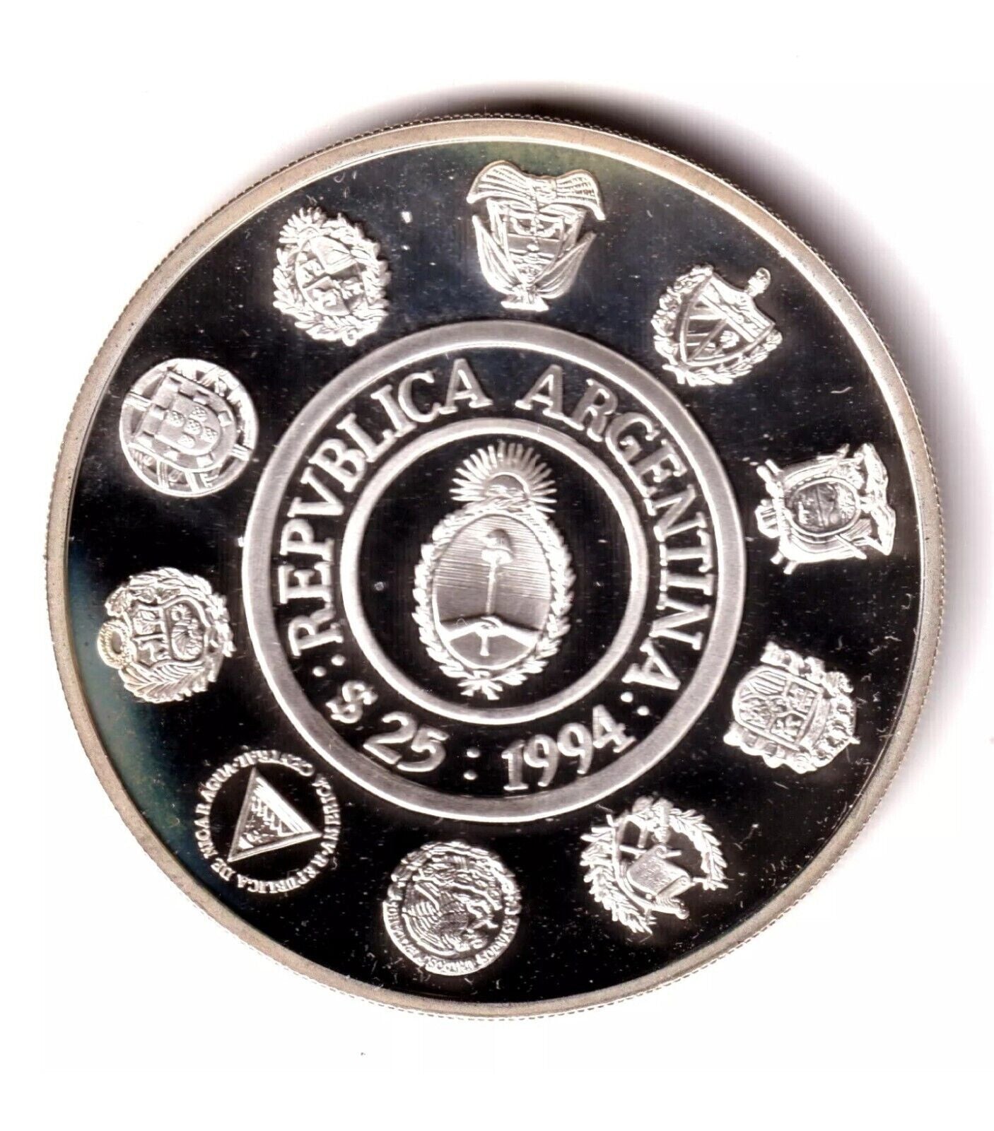 ARGENTINA 25 pesos plata 1994 ARMADILLO GIGANTE - TATÚ GUAZÚ
