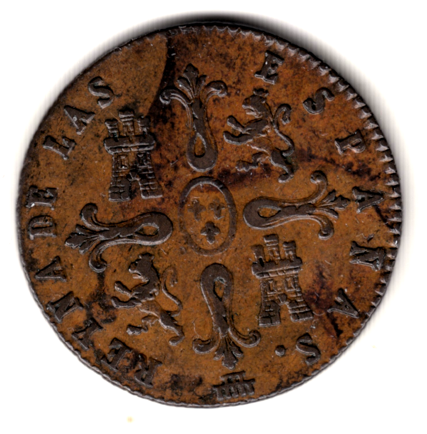 8 maravedies ESPAÑA 1843 SEGOVIA  - Isabel II