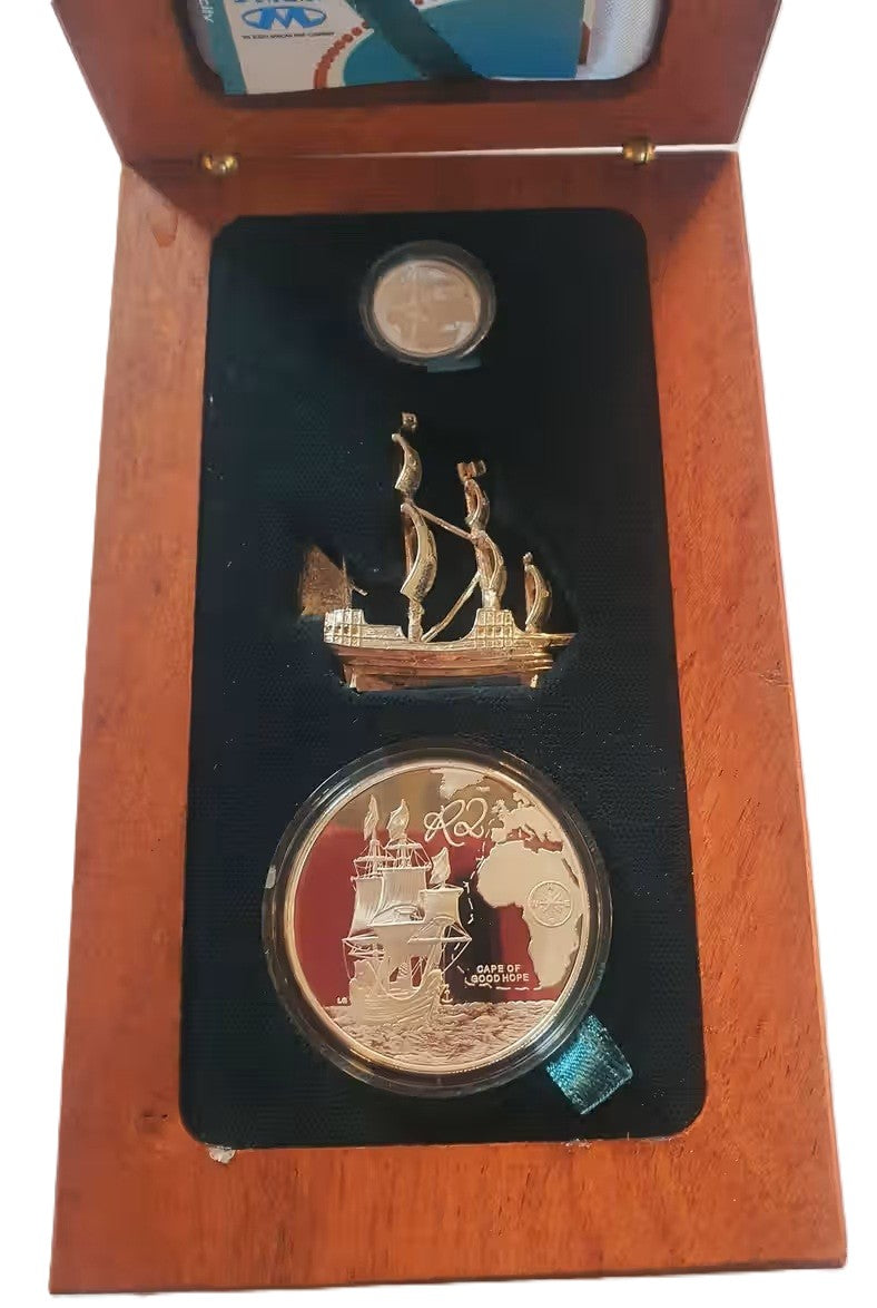 Estuche lujo plata SUDAFRICA 2009 HISTORIA MARITIMA - BARCO SAN GABRIEL