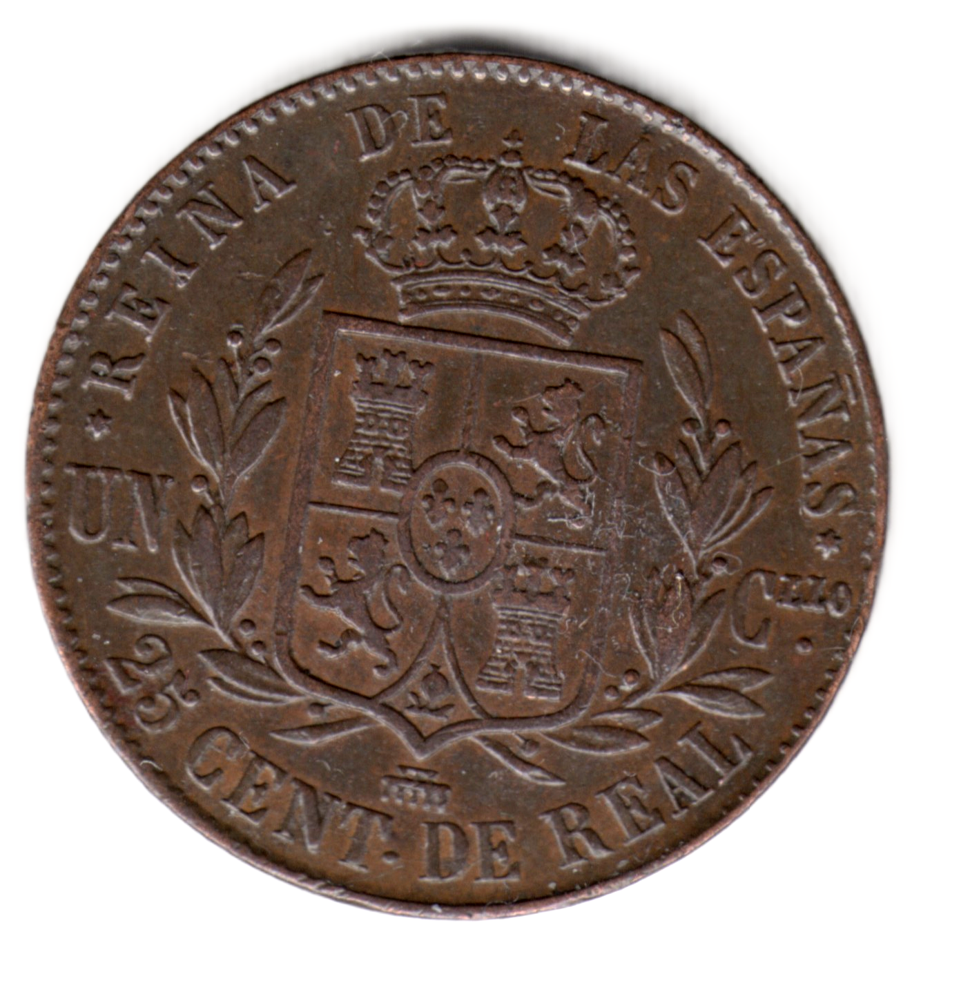 25 centimos de real ESPAÑA 1860 - Isabel II SEGOVIA - un cuartillo