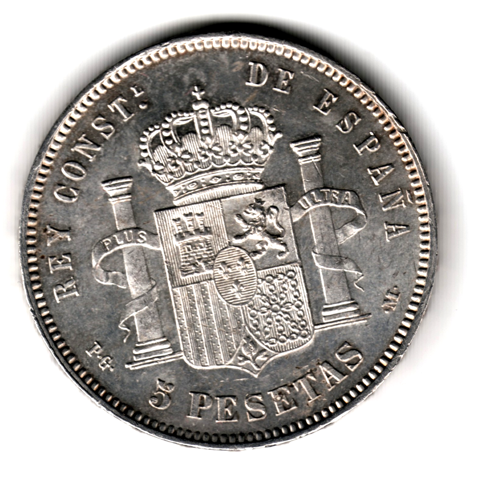 2 pesetas SPAIN 1892 - PG .M.