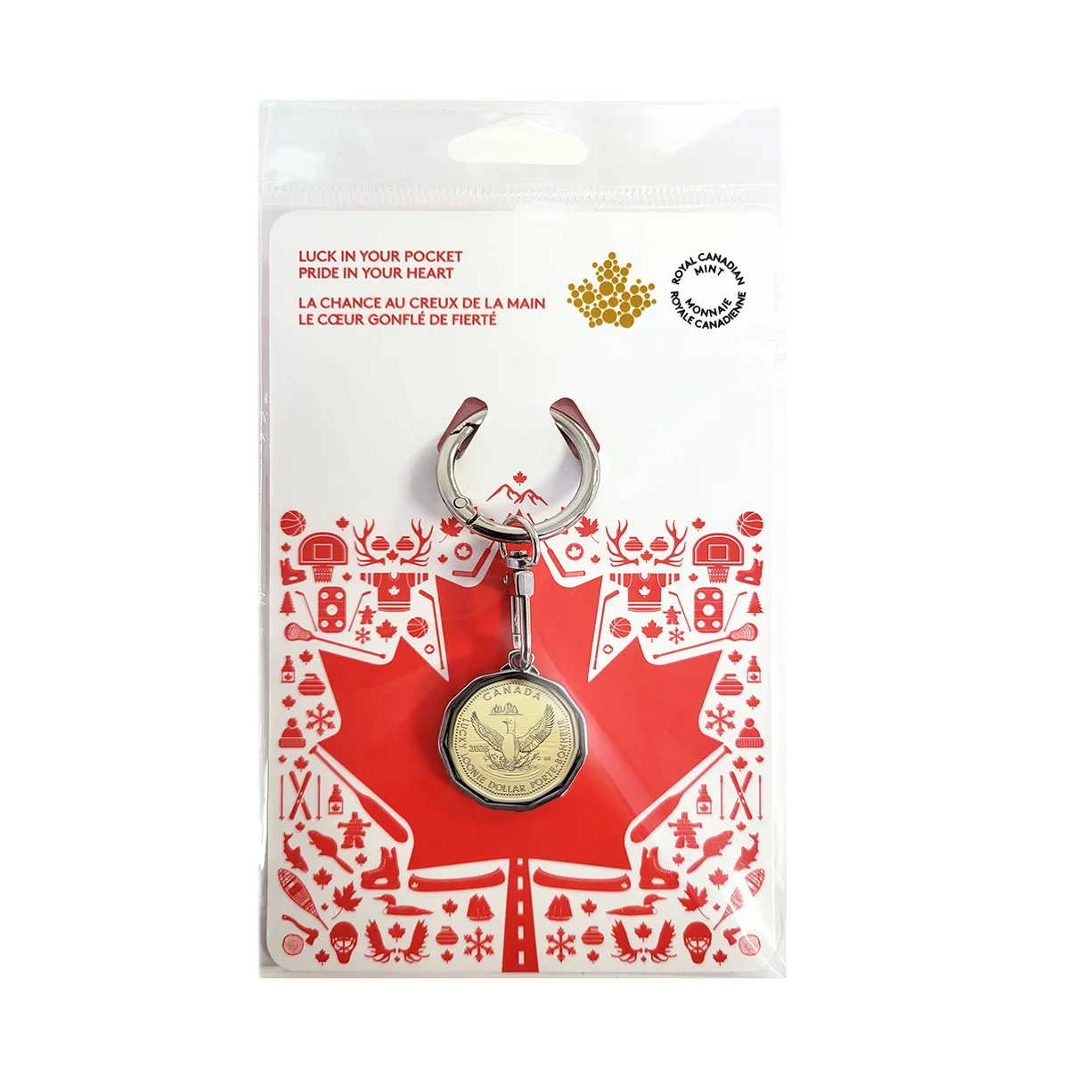 CANADA Llavero de la Suerte - con autentica moneda 1 dolar 2026 LUCKY LOONIE
