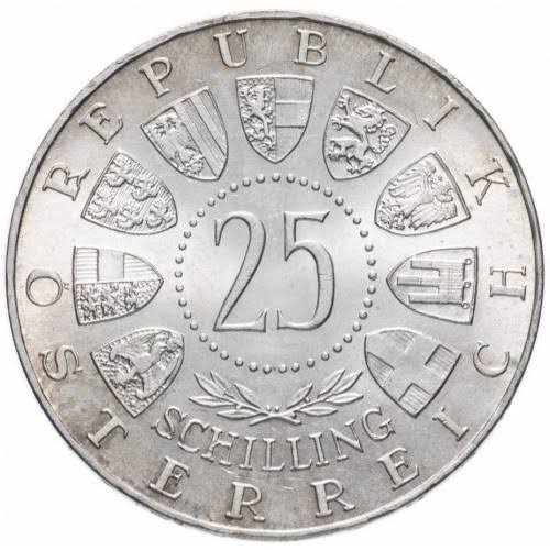AUSTRIA 25 schilling plata 1957  Basílica de Mariazell