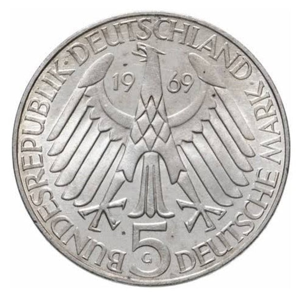 ALEMANIA 5 marcos plata 1969 G - Theodor Fontane- 5 mark
