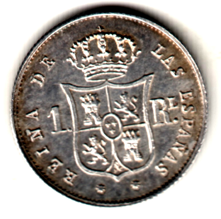 1 real ESPAÑA 1857 Sevilla - Isabel II - calidad sin circular