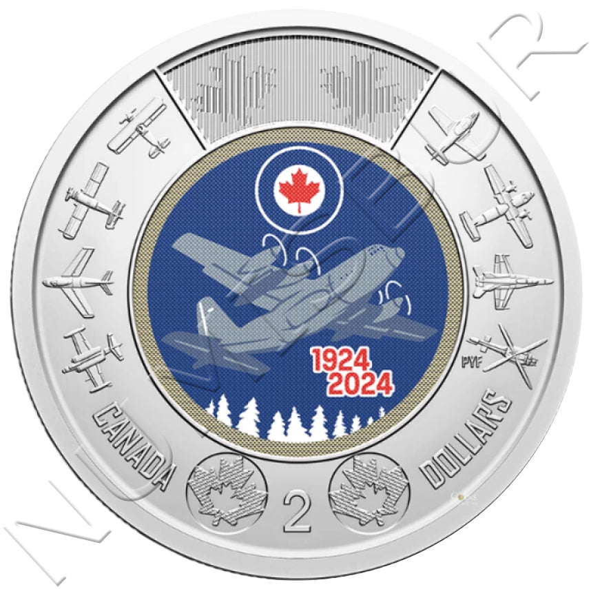 2 dólares CANADÁ 2024 - 100 aniversario de la fuerza Aérea Canadiense (COLOR)