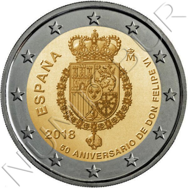 2 euros ESPAÑA 2018 - 50 aniversario Don Felipe VI