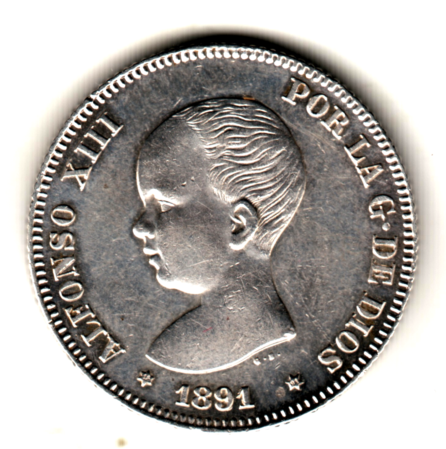 2 pesetas ESPAÑA 1891 - PG.M. *18**91* Rey Alfonso XIII