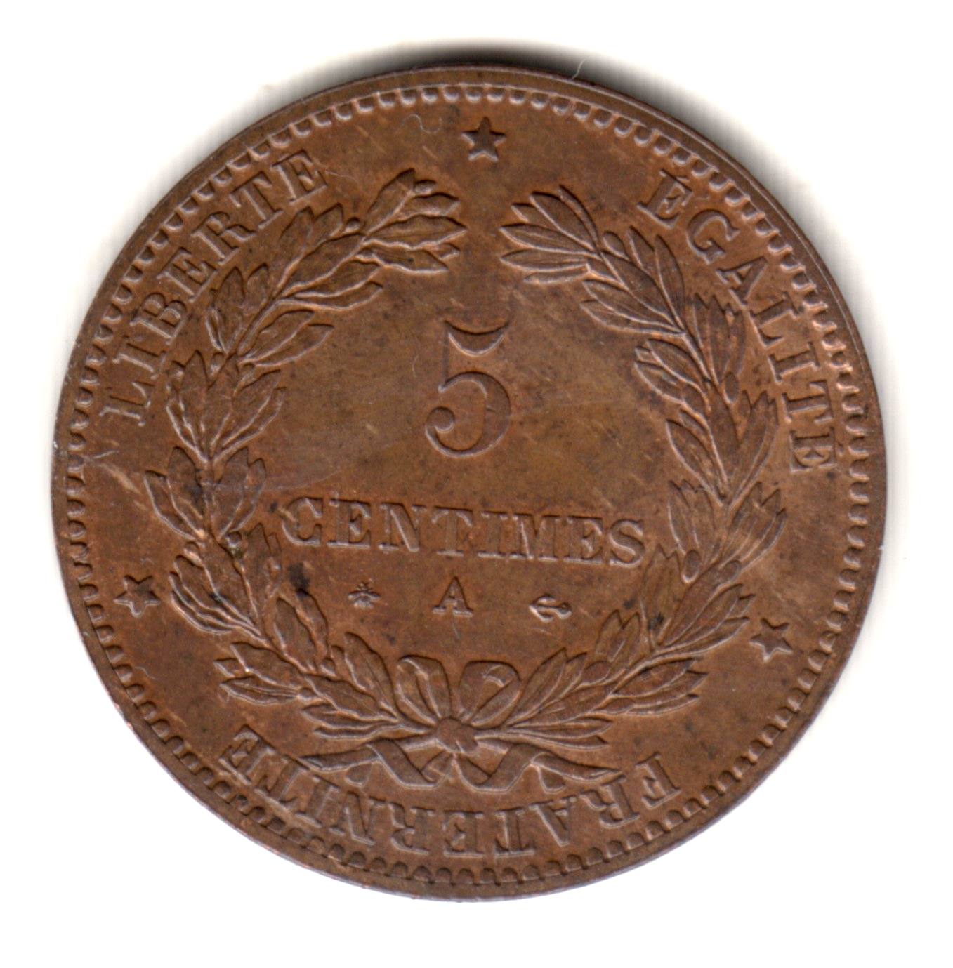 FRANCIA 5 centimes 1872 A -  REPUBLICA