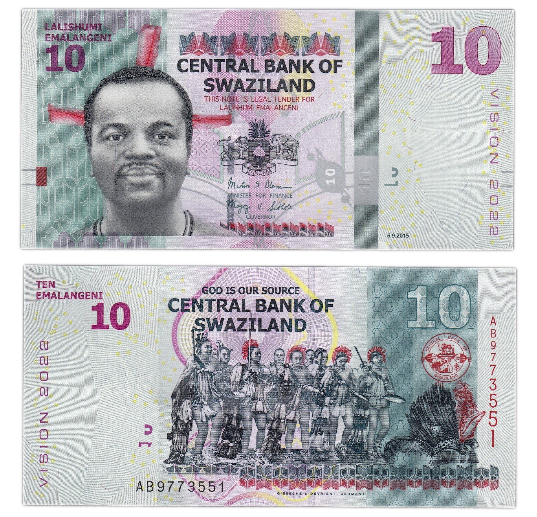 Swazilandia 10 emalangenes 2015 (Pick 41)