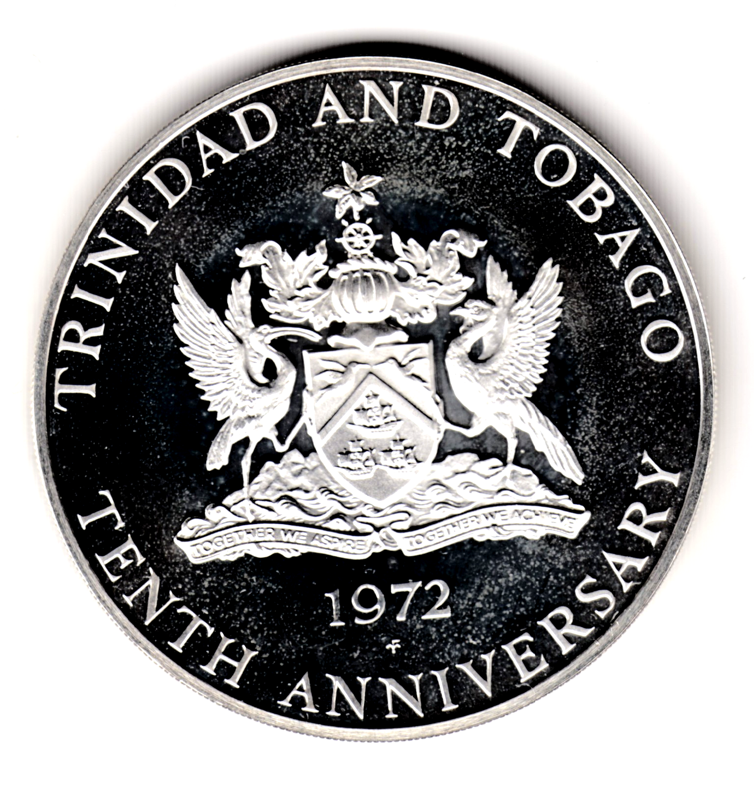 10 dolares plata 1972 proof TRINIDAD Y TOBAGO - 10º aniversario Independencia