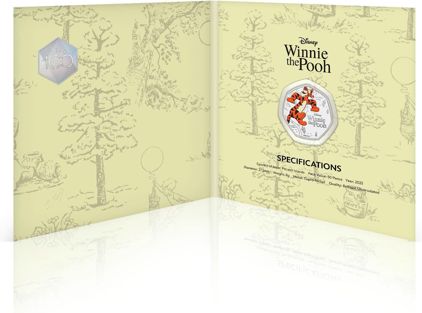 Islas Pitcairn 50 peniques, 2023 100 Aniversario de Disney - Winnie the Pooh. Tigger, En color