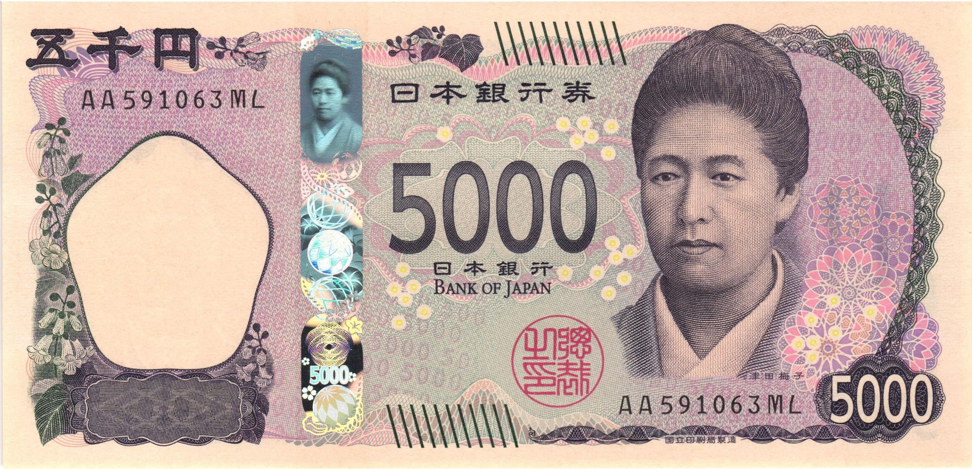 Japon 5000 yen  3 julio 2024 S/C TSUDA Umeko - Serie AD ---- DM