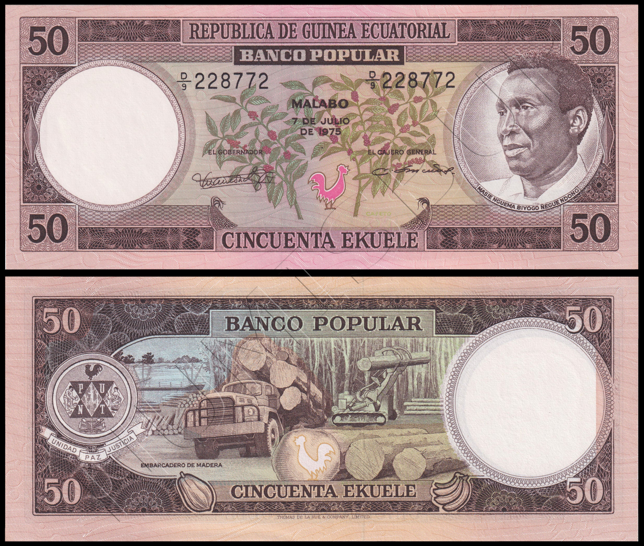 50 EKUELE GUINEA ECUATORIAL 1975 - PICK 10