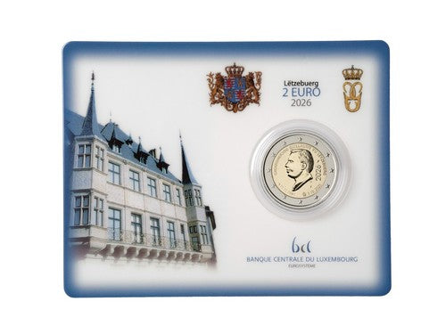 2 euros LUXEMBURGO 2026 Ascensión al trono del Gran Duque Guillermo coin card