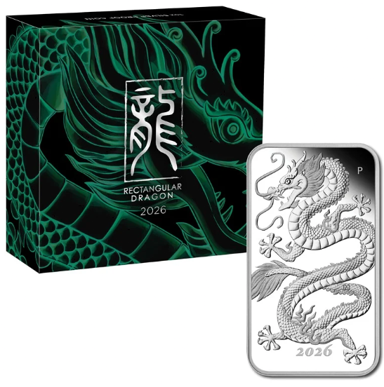 1 dólar AUSTRALIA 2026 - 1 oz silver proof DRAGON - tipo lingote