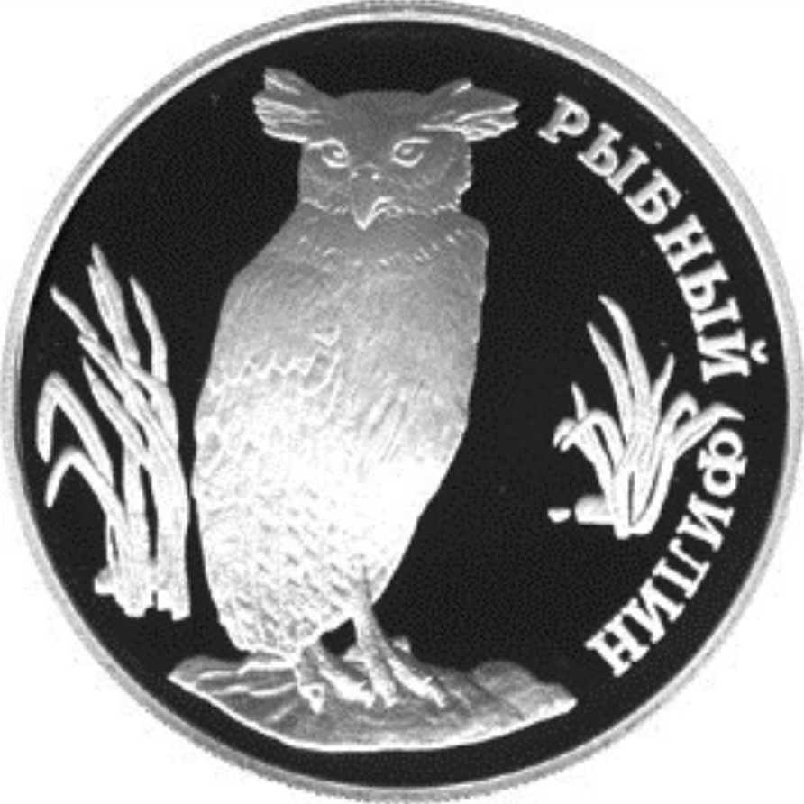 1 rublo plata RUSIA 1993 BUHO PESCADOR de Blakiston o búho manchú