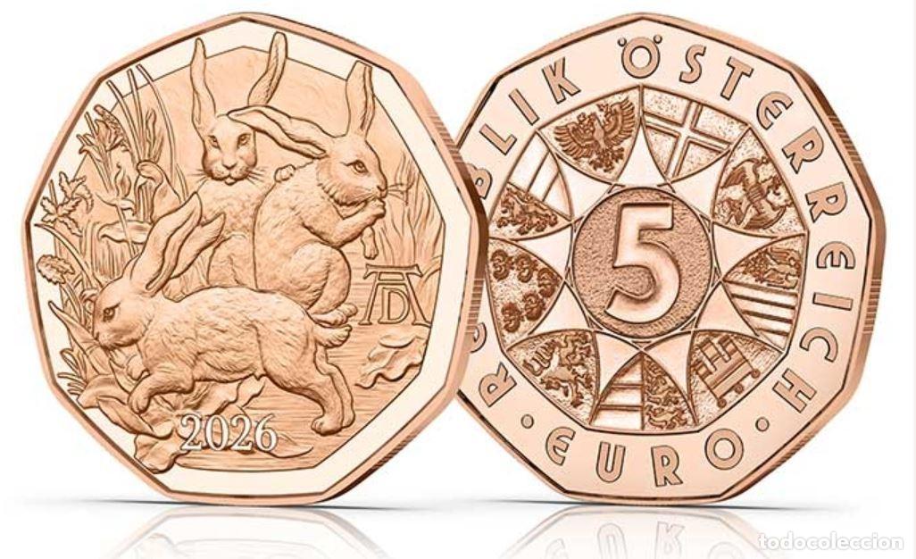 5 euros AUSTRIA 2026 Los Tres Conejitos de Durero