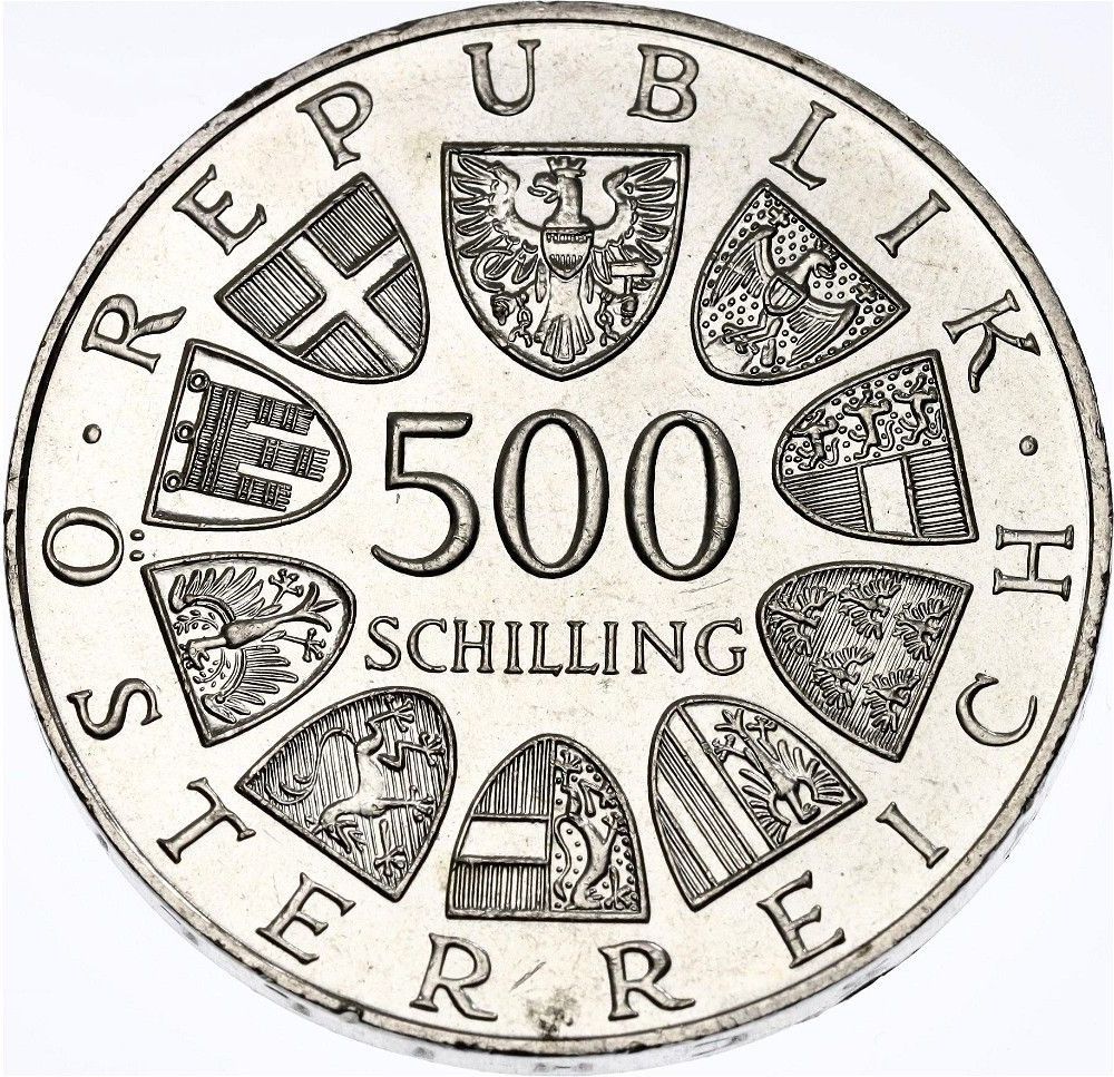 AUSTRIA 500 schilling plata 1985  Canonización de Leopoldo III