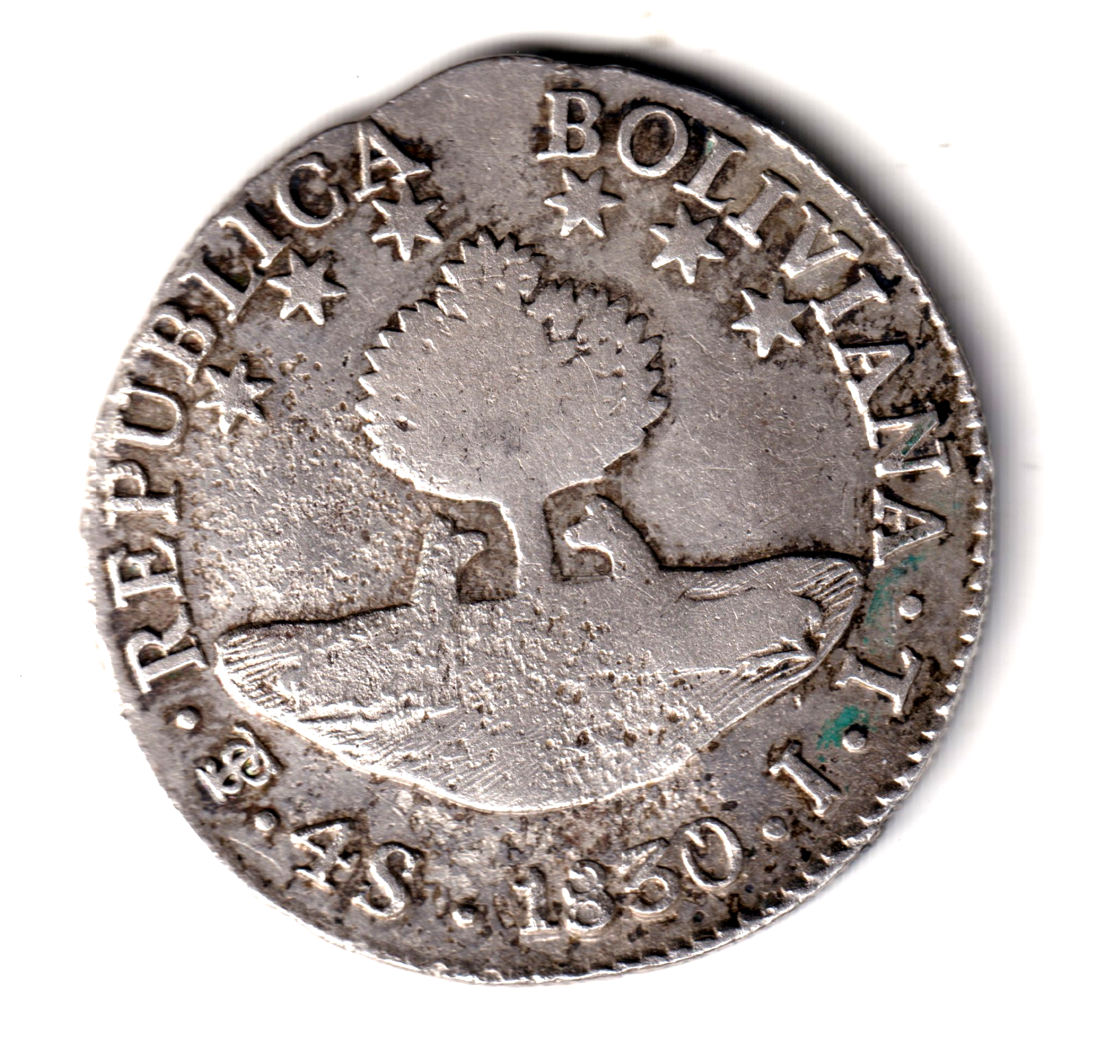 BOLIVIA 4 soles plata 1830 JL. Potosí