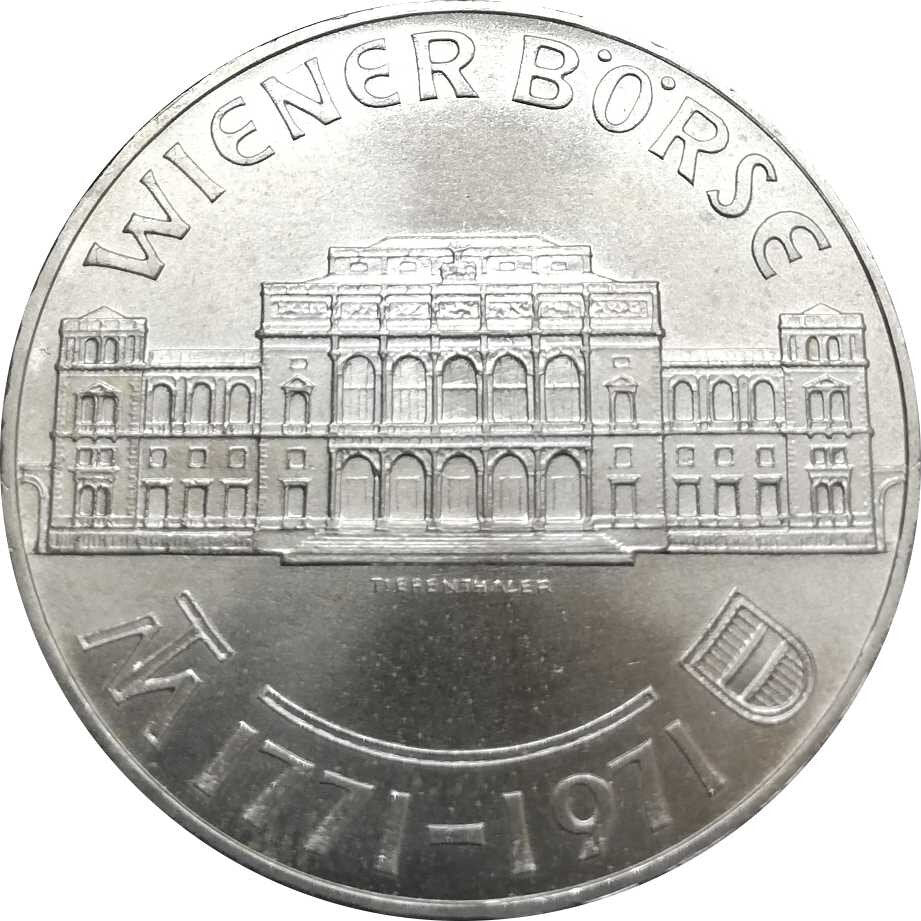 AUSTRIA 25 schilling plata 1971 - 200 años de la Bolsa de Viena