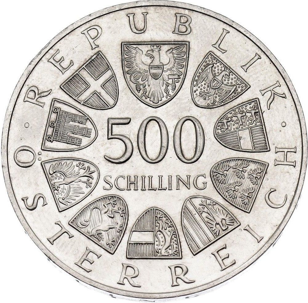 AUSTRIA 500 schilling plata 1985   2000 aniversario de Bregenz