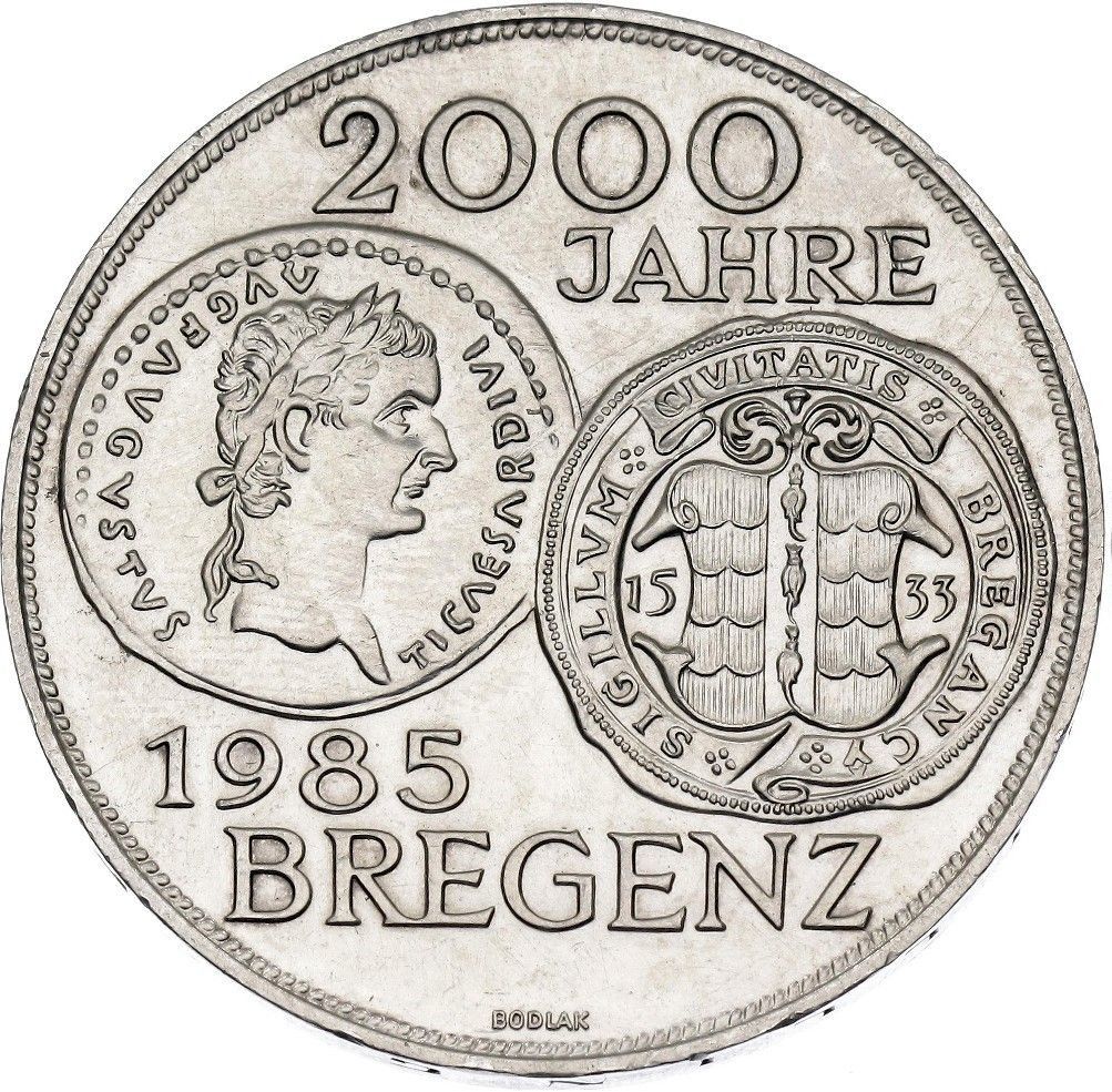 AUSTRIA 500 schilling plata 1985   2000 aniversario de Bregenz