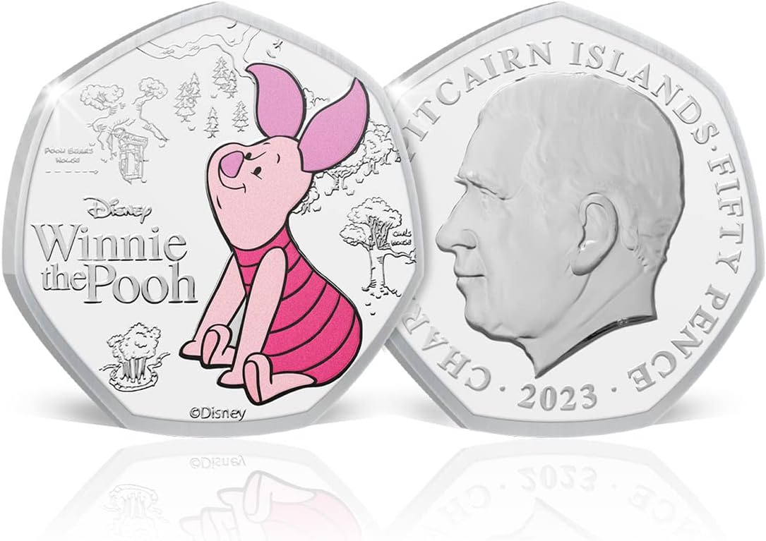 Islas Pitcairn 50 peniques, 2023 100 Aniversario de Disney - Winnie the Pooh. Cerdito, En color