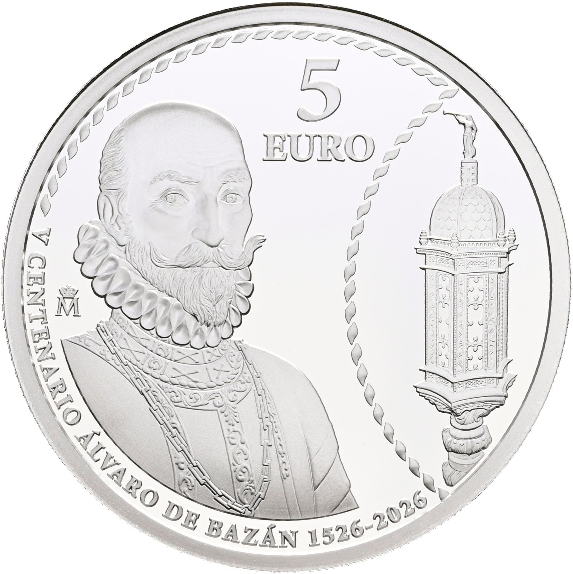 5 euros plata ESPAÑA 2026 - V Centenario Alvaro de Bazan - 4 reales